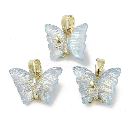 Real 18K Gold Plated Rack Plating Brass Micro Pave Cubic Zirconia Pendants KK-R161-06G-07-1