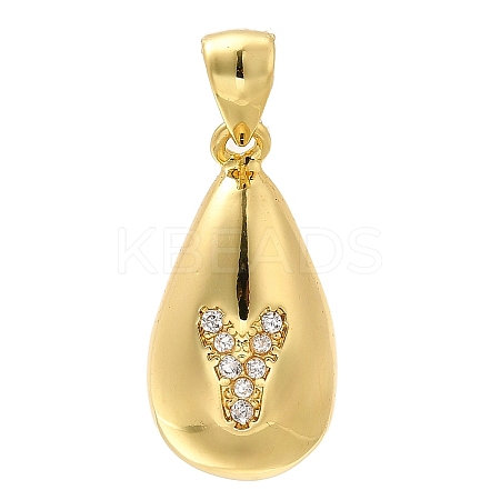Rack Plating Brass Micro Pave Cubic Zirconia Pendants KK-L226-102G-Y-1
