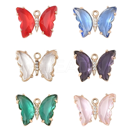 12Pcs 6 Colors Glass Pendants GLAA-YW0004-62-1