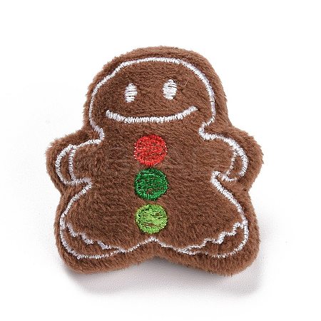 Gingerbread Man Cotton & Non-Woven & Velvet Fabric Brooch LS-JEWB-A003-11-1