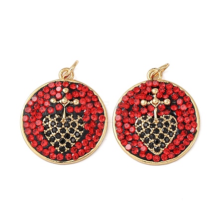 Brass Micro Pave Cubic Zirconia Rhinestone Pendants KK-C143-27G-1
