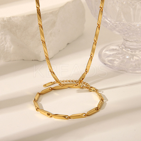 304 Stainless Steel Link Chain Bracelets & Necklaces Sets for Unisex ED1203-1-1