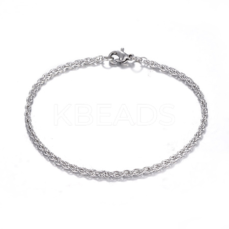 Tarnish Resistant 304 Stainless Steel Rope Chain Bracelets LS-BJEW-K002-08-1