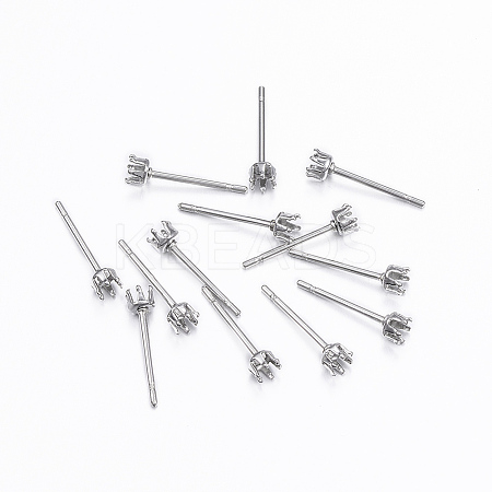 Tarnish Resistant 304 Stainless Steel Stud Earring Settings LS-X-STAS-H376-96-1