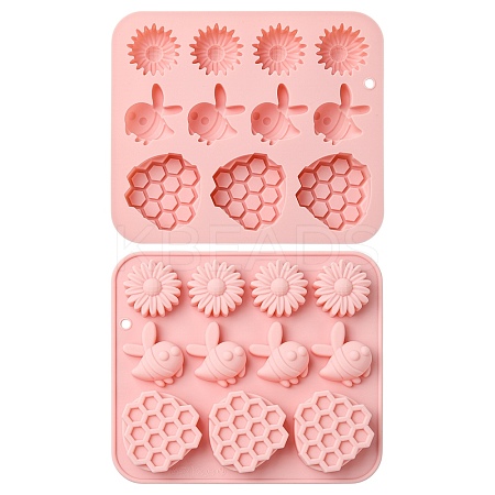 2Pcs Bees & Flower & Honeycomb Shape Silicone Molds ST-CJ0043-008-1