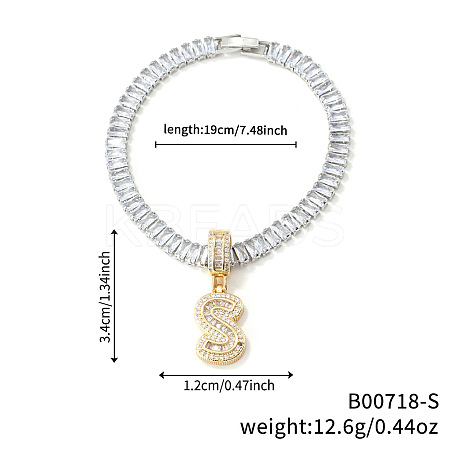 Fashionable Brass Micro Pave Clear Cubic Zirconia Charm Bracelets LS-AF9298-19-1