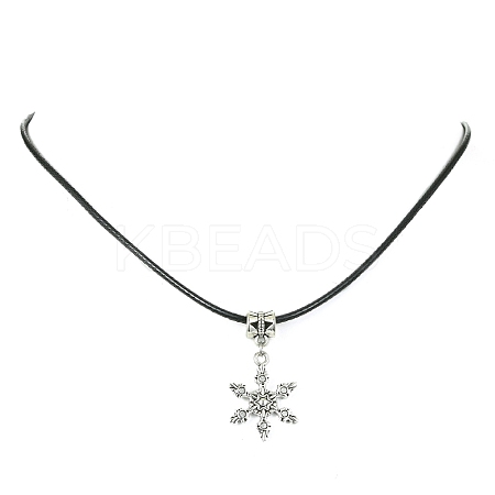 Tibetan Alloy Snowflake Pendant Necklaces NJEW-JN04538-05-1