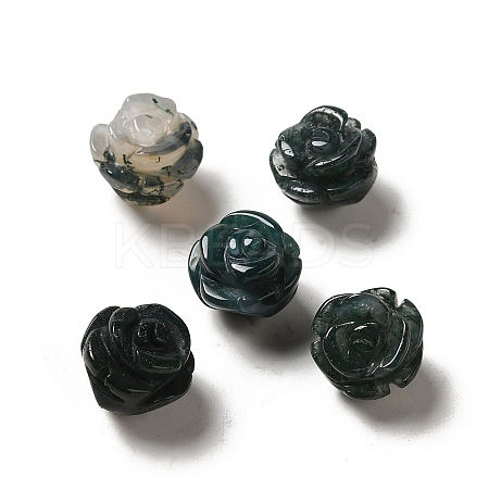 Natural Moss Agate Carved Flower Scattered Beads G-O156-B-19-1