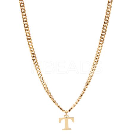 1Pc 304 Stainless Steel Letter Pendant Necklaces NJEW-LP0001-33T-G-1