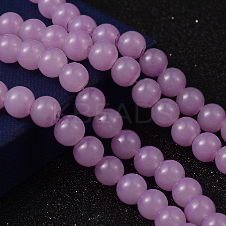 Imitation Jade Glass Beads Strands DGLA-S076-8mm-22-1