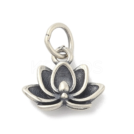 925 Sterling Silver Flower Charms with Jump Rings and 925 Stamp STER-M021-02AS-04-1