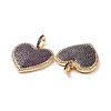 Heart Brass Micro Pave Cubic Zirconia Pendants KK-G435-04G-04-3