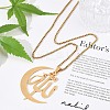201 Stainless Steel Moon & Arabic Pendants Box Chain Necklaces for Women Men LS-NJEW-R013-02G-2