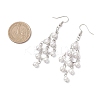 Rhombus 304 Stainless Steel Shell Pearl Dangle Earrings EJEW-TA00770-4