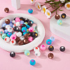  50Pcs 10 Colors Round with Star Food Grade Eco-Friendly Silicone Beads SIL-TA0001-47-4