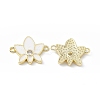 Rack Plating Brass Pave Clear Cubic Zirconia Connector Charms KK-B065-26G-03-1