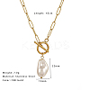 Imitation Pearl Nuggets Pendant Stainless Steel Paperclip Chain OT Necklaces for Women QA2492-5