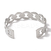 Non-Tarnish 304 Stainless Steel Textured Hollow Open Cuff Bangles for Women BJEW-I315-02P-3