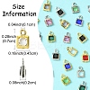 30Pcs 15 Colors Square Rack Plating Brass Glass Charms KK-FS0001-40-4