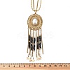 Bohemian 304 Stainless Steel & Imitation Pearl Oval Pendant Necklaces NJEW-Z061-10G-02-5