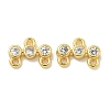 Rack Plating Brass Clear Cubic Zirconia Triple Flat Round Chandelier Component Links KK-L224-091G-1