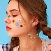 3 Pairs 3 Style Bohemia Glass & Acrylic Beaded Circle Ring Dangle Earrings EJEW-AN0002-95-6
