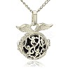 Silver Color Plated Brass Hollow Round Cage Pendants KK-J230-01S-3