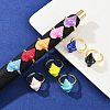 Brass Enamel Adjustable Cuff Rings for Women RJEW-G357-01C-1