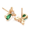 Rack Plating Brass Cubic Zirconia Stud Earrings EJEW-M090-07G-3