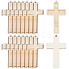Wooden Double Layer Cross Wall Pendant Decorations HJEW-WH0036-75-1