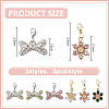 6Pcs Flower & Bone Alloy Rhinestone Pendant Decoration HJEW-DR00167-2