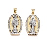 Brass Micro Pave Cubic Zirconia with ABS Imitation Pearl Pendants KK-T070-22G-1