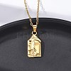 Abstract Face 304 Stainless Steel Pendant Necklaces NJEW-H059-25G-2