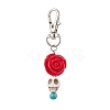 Skull Rose Resin & Synthetic Turquoise Pendant Decoration KEYC-JKC00824-1
