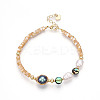 Natural Abalone Shell & Freshwater Pearl & Shell Bead Bracelets BJEW-N031-03G-2