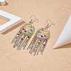 Alloy Woven Net/Web with Feather Chandelier Earrings with Glass Beaded EJEW-TA00159-2