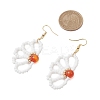 Flower Natural Carnelian & Glass Seed Beaded Dangle Earrings EJEW-TA00510-3