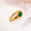 304 Stainless Steel Pave Cubic Zirconia Finger Rings for Women FS-WGAA4E7-08-1