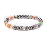 Natural Gemstone & Synthetic Hematite Round Beaded Stretch Bracelet for Women BJEW-JB08305-4