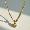 Oval Stainless Steel Clear Cubic Zirconia Pendant Necklaces & Curb Chain Bracelets Sets FS-WG5D0A2-01-5