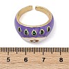 Brass Micro Pave Clear Cubic Zirconia Enamel Cuff Rings for Women RJEW-L113-040G-5
