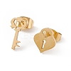 304 Stainless Steel Padlock and Skeleton Key Asymmetrical Earrings LS-EJEW-F286-02G-1