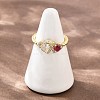 Brass Micro Pave Cubic Zirconia Cuff Open Rings for Women RJEW-C153-04G-02-1