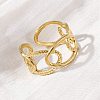 Oval 304 Stainless Steel Open Cuff Ring for Women RJEW-Z083-03G-01-3