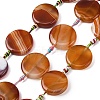 Natural Striped Agate/Banded Agate Coin Beads Strands G-NH0040-01B-1