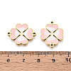 304 Stainless Steel Enamel Heart Clover Links STAS-T073-26G-3