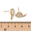 Brass Micro Pave Cubic Zirconia with Shell Stud Earring Findings KK-Z115-03G-3