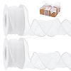 5 Yards Organza Plastic Ribbon with Plastic Pearl Edged OCOR-WH0101-185A-1