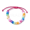 7-Color Rondelle Acrylic Braided Beaded Bracelets BJEW-JB10223-01-1