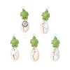 5Pcs 5 Styles Natural Cowrie Shell & Dyed Synthetic Turquoise Turtle Copper Wire Wrapped Pendants PALLOY-JF04034-01-1